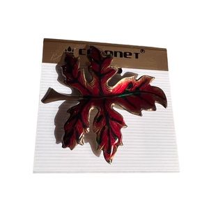 Coronet Vintage Fall Autumn Enamel Maple Leaf Brooch Pin